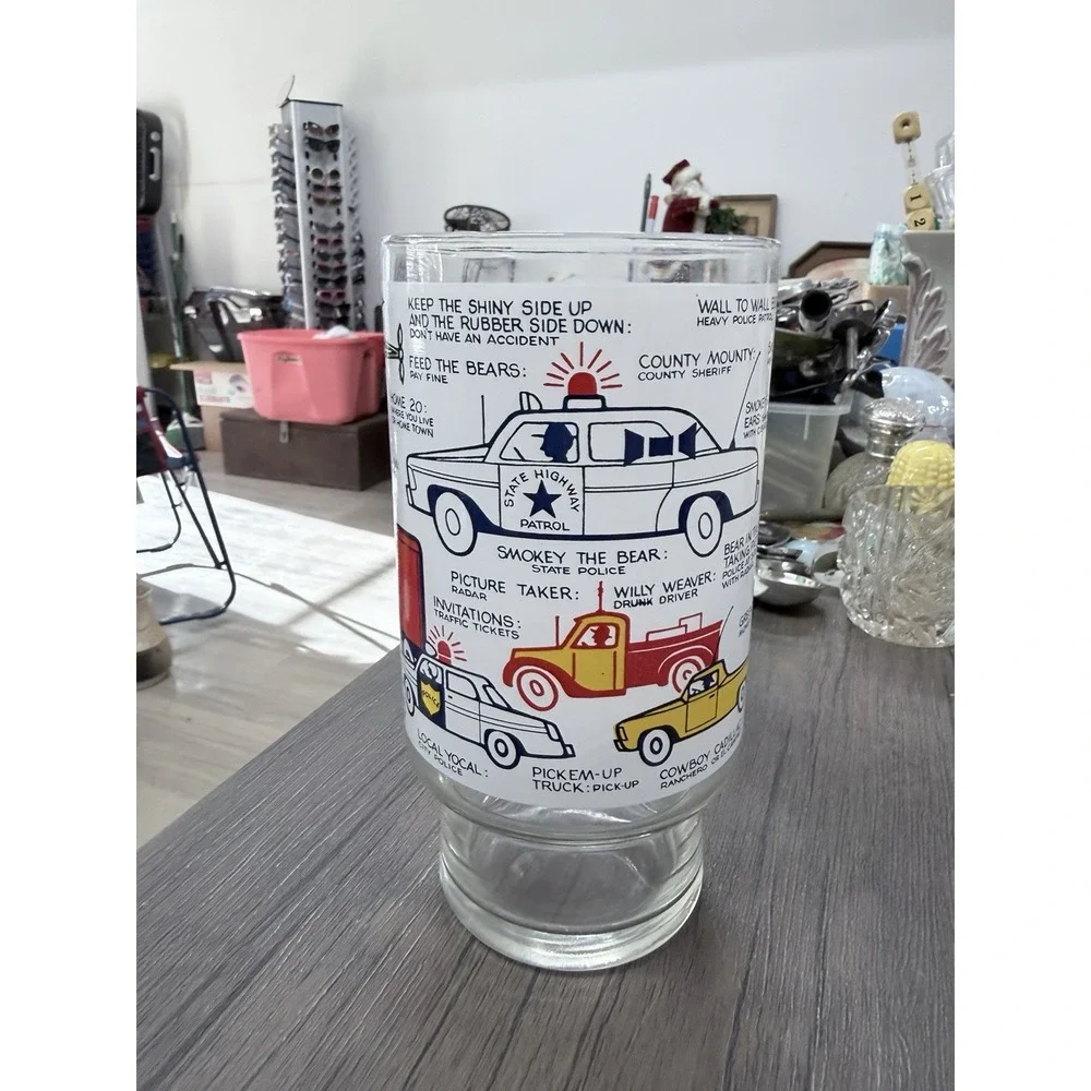 Vintage CB Jargon Glass Trucker Radio Lingo Beer Drinking 32oz 1970's Smokey Cop